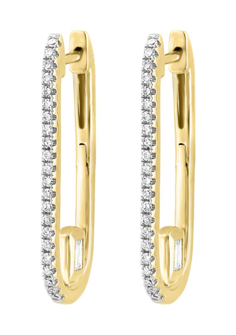 1/3 ct. t.w. Diamond Oval Hoop Earrings in 14K Yellow Gold 