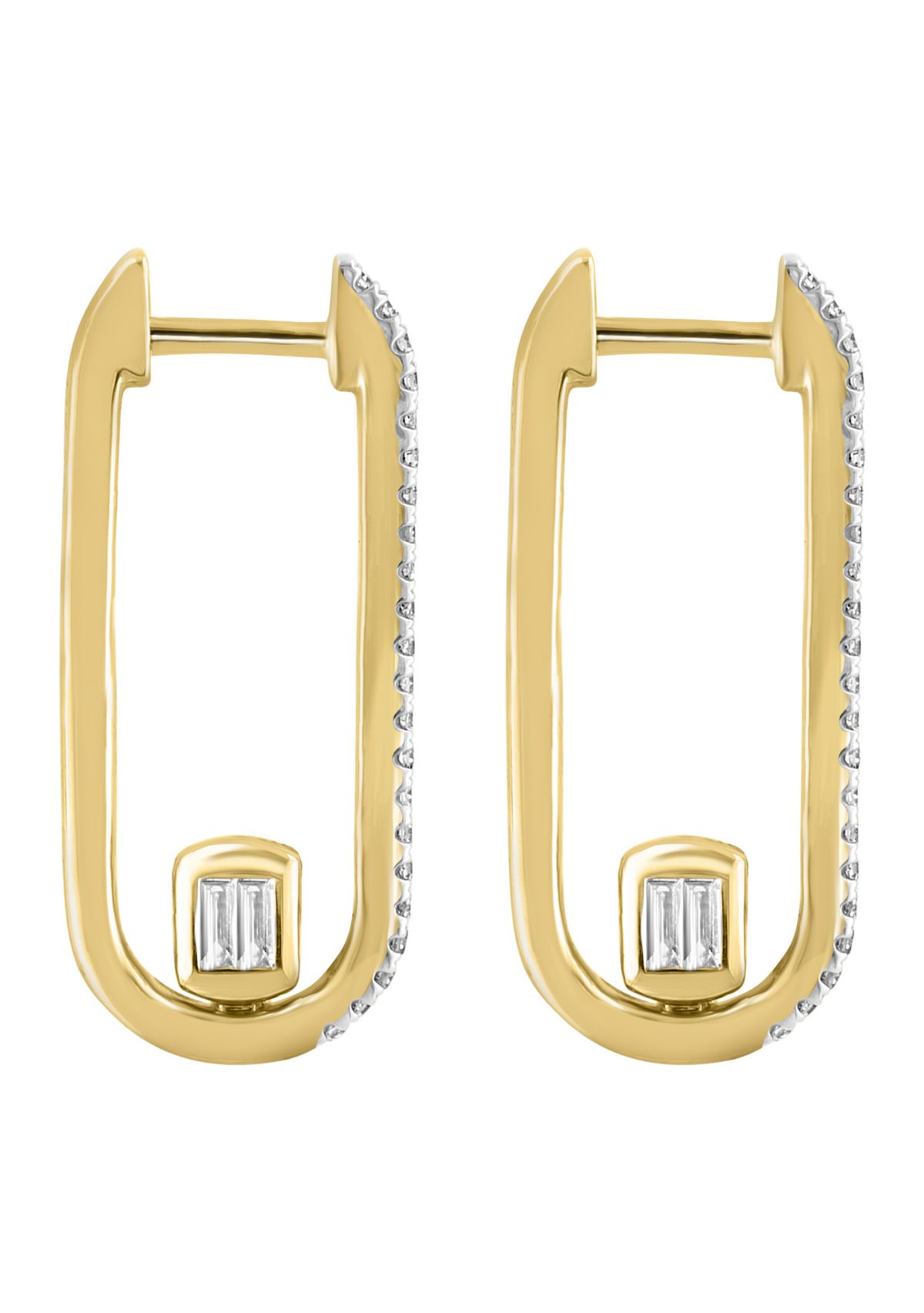 1/3 ct. t.w. Diamond Oval Hoop Earrings in 14K Yellow Gold 
