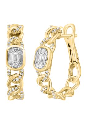 Effy 1/2 Ct. T.w. Diamond Hoop Earrings In 14K Yellow Gold