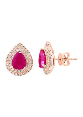Effy 3/8 Ct. T.w. Diamond, 1.9 Ct. T.w. Ruby Earrings In 14K Rose Gold -  0191120800202