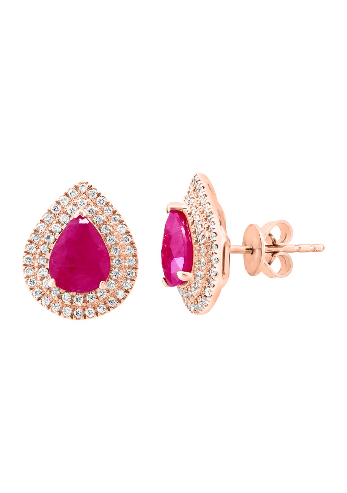 3/8 ct. t.w. Diamond, 1.9 ct. t.w. Ruby Earrings in 14K Rose Gold