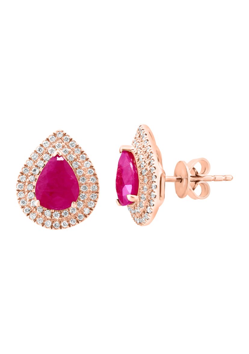 3/8 ct. t.w. Diamond, 1.9 ct. t.w. Ruby Earrings in 14K Rose Gold
