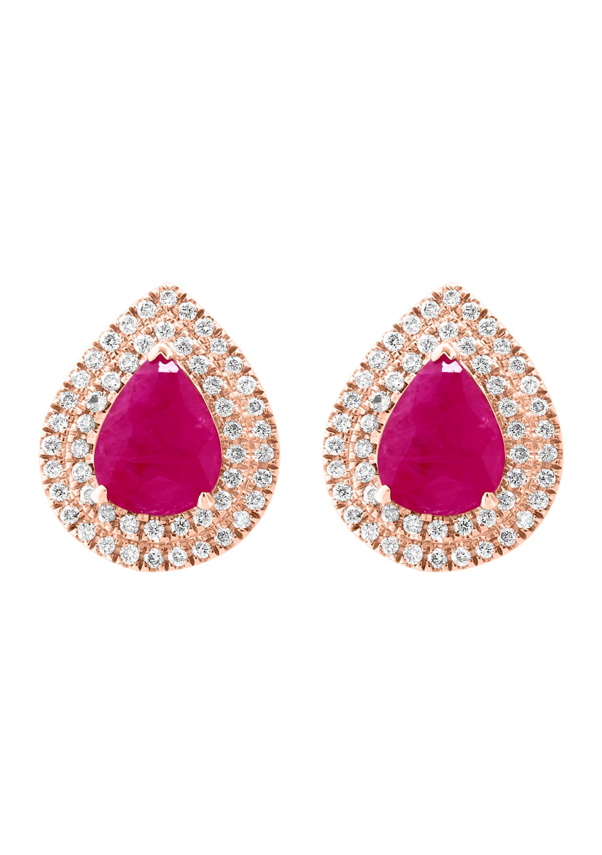 3/8 ct. t.w. Diamond, 1.9 ct. t.w. Ruby Earrings in 14K Rose Gold