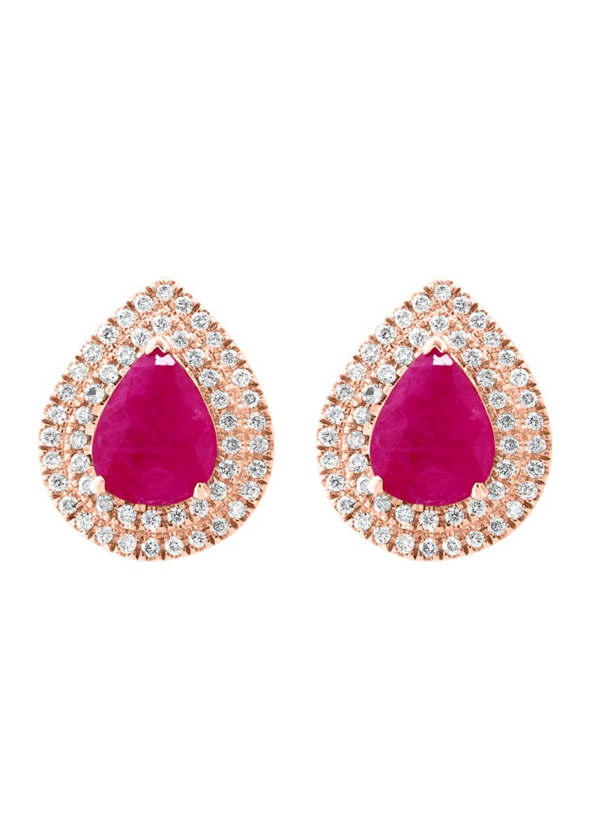 3/8 ct. t.w. Diamond, 1.9 ct. t.w. Ruby Earrings in 14K Rose Gold