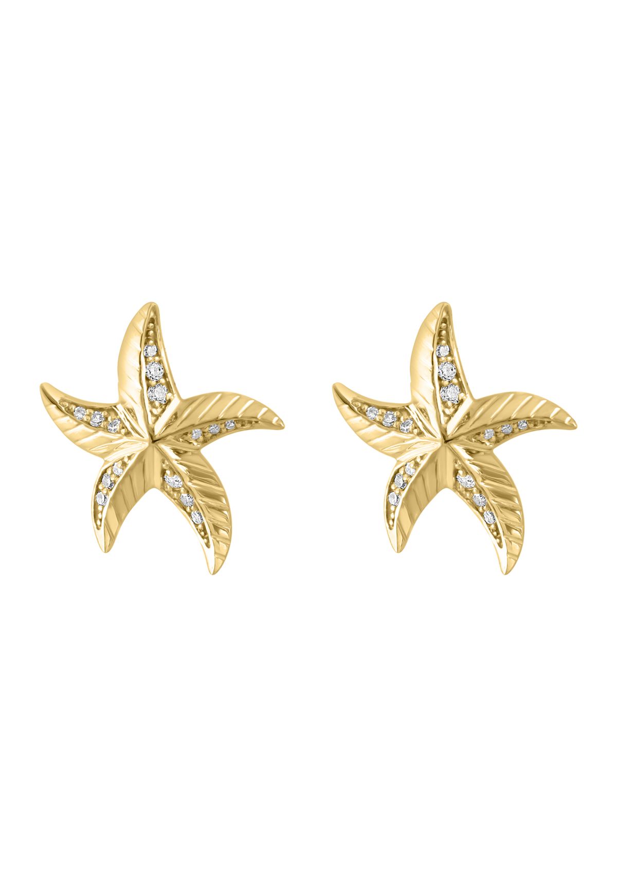 1/6 ct. t.w. Diamond Starfish Earrings in 14K Yellow Gold