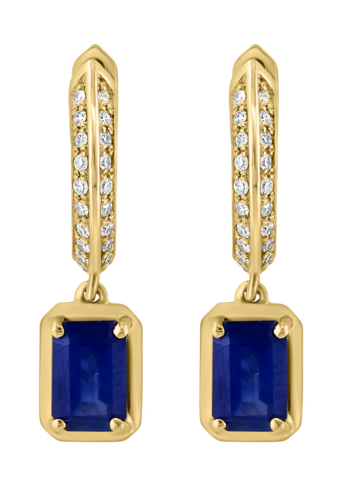 1/6 ct. t.w. Sapphire Drop Earrings in 14K Yellow Gold