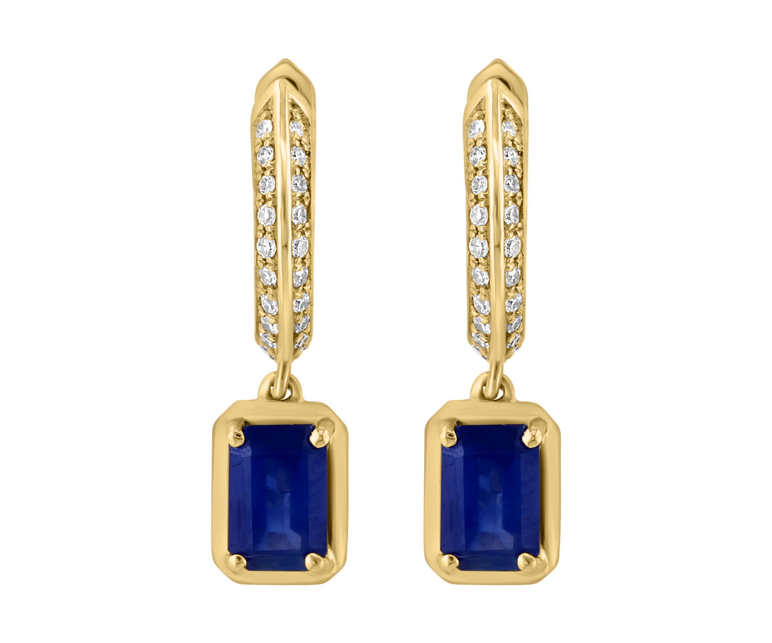 1/6 ct. t.w. Sapphire Drop Earrings in 14K Yellow Gold
