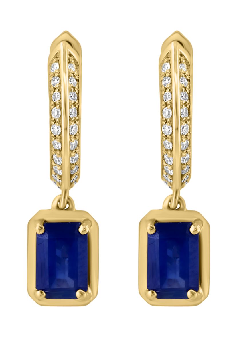 1/6 ct. t.w. Sapphire Drop Earrings in 14K Yellow Gold