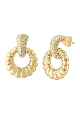 Effy 3/8 Ct. T.w. Diamond Doorknocker Earrings In 14K Yellow Gold