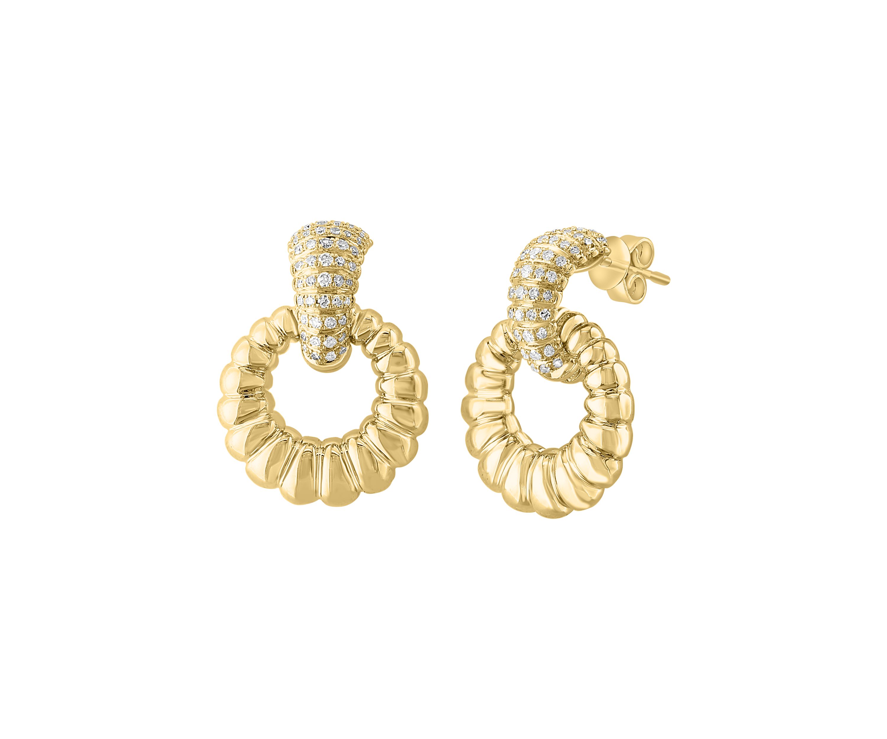 3/8 ct. t.w. Diamond Doorknocker Earrings in 14K Yellow Gold