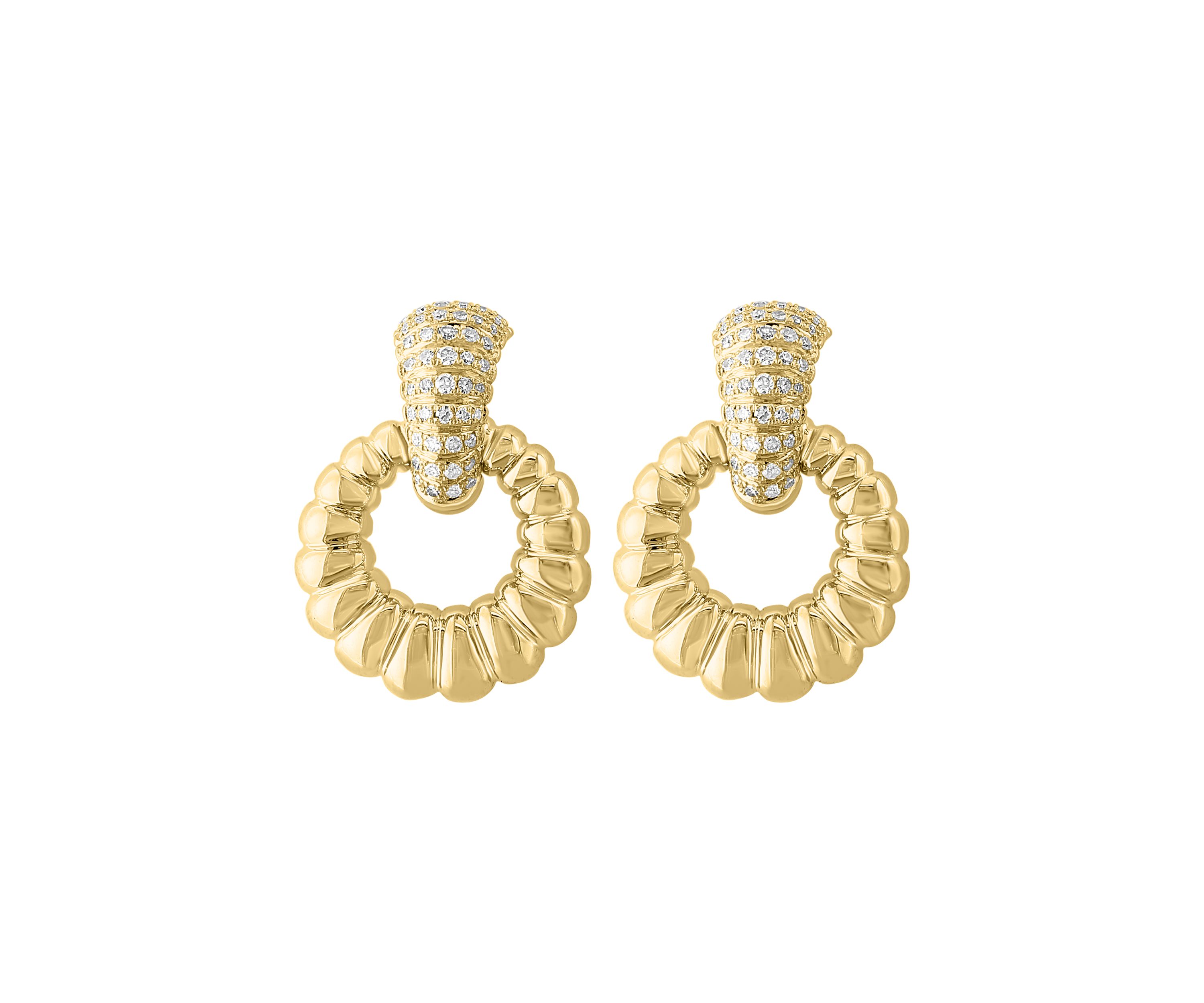 3/8 ct. t.w. Diamond Doorknocker Earrings in 14K Yellow Gold