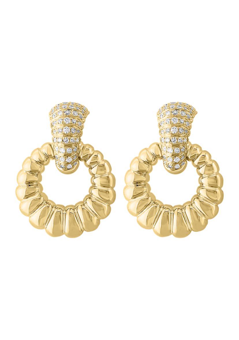 3/8 ct. t.w. Diamond Doorknocker Earrings in 14K Yellow Gold