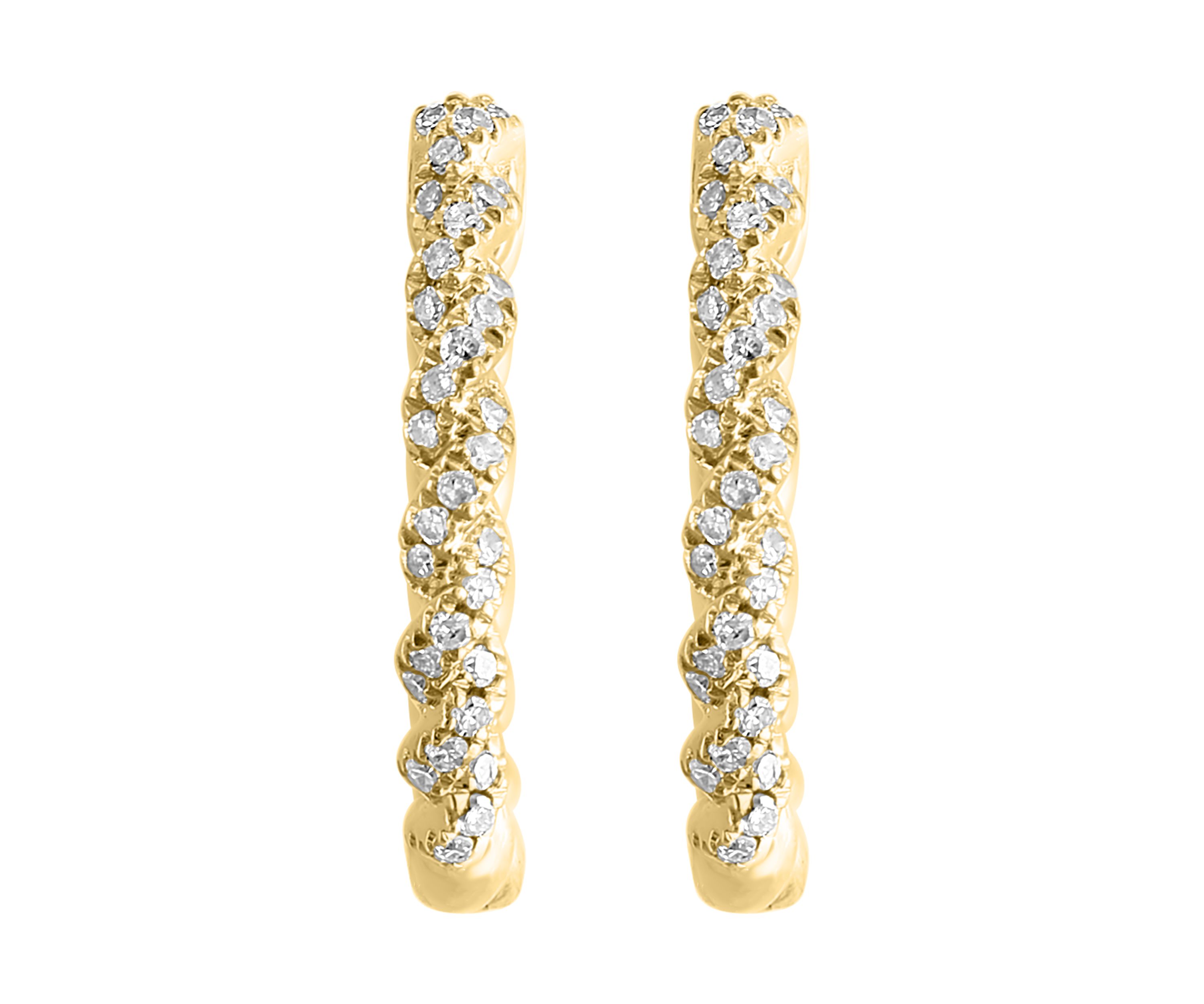 1/5 ct. t.w. Diamond Rope Hoop Earrings in 14K Yellow Gold