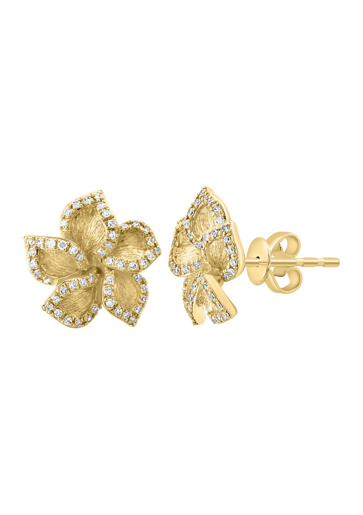 1/3 ct. t.w. Diamond Flower Earrings in 14K Yellow Gold