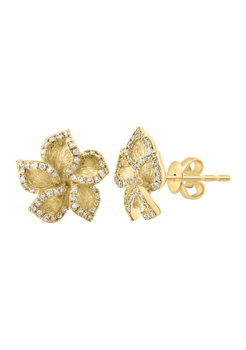 1/3 ct. t.w. Diamond Flower Earrings in 14K Yellow Gold