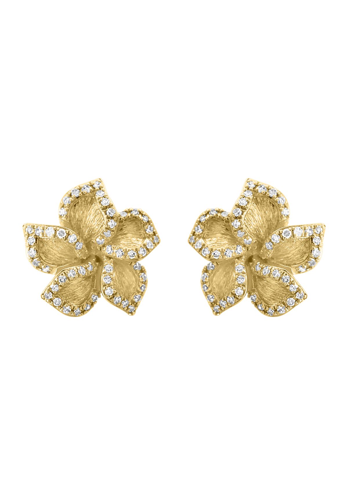 1/3 ct. t.w. Diamond Flower Earrings in 14K Yellow Gold