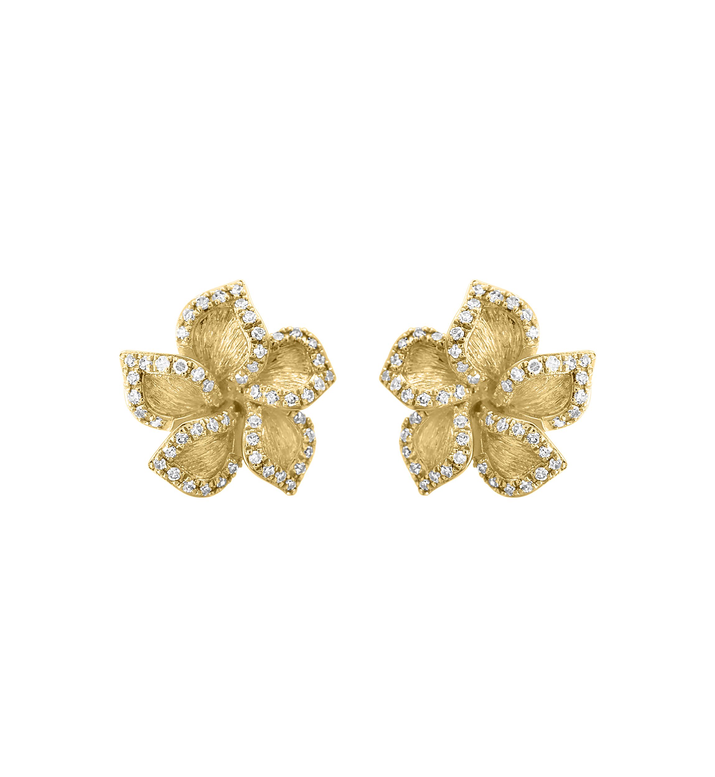 1/3 ct. t.w. Diamond Flower Earrings in 14K Yellow Gold