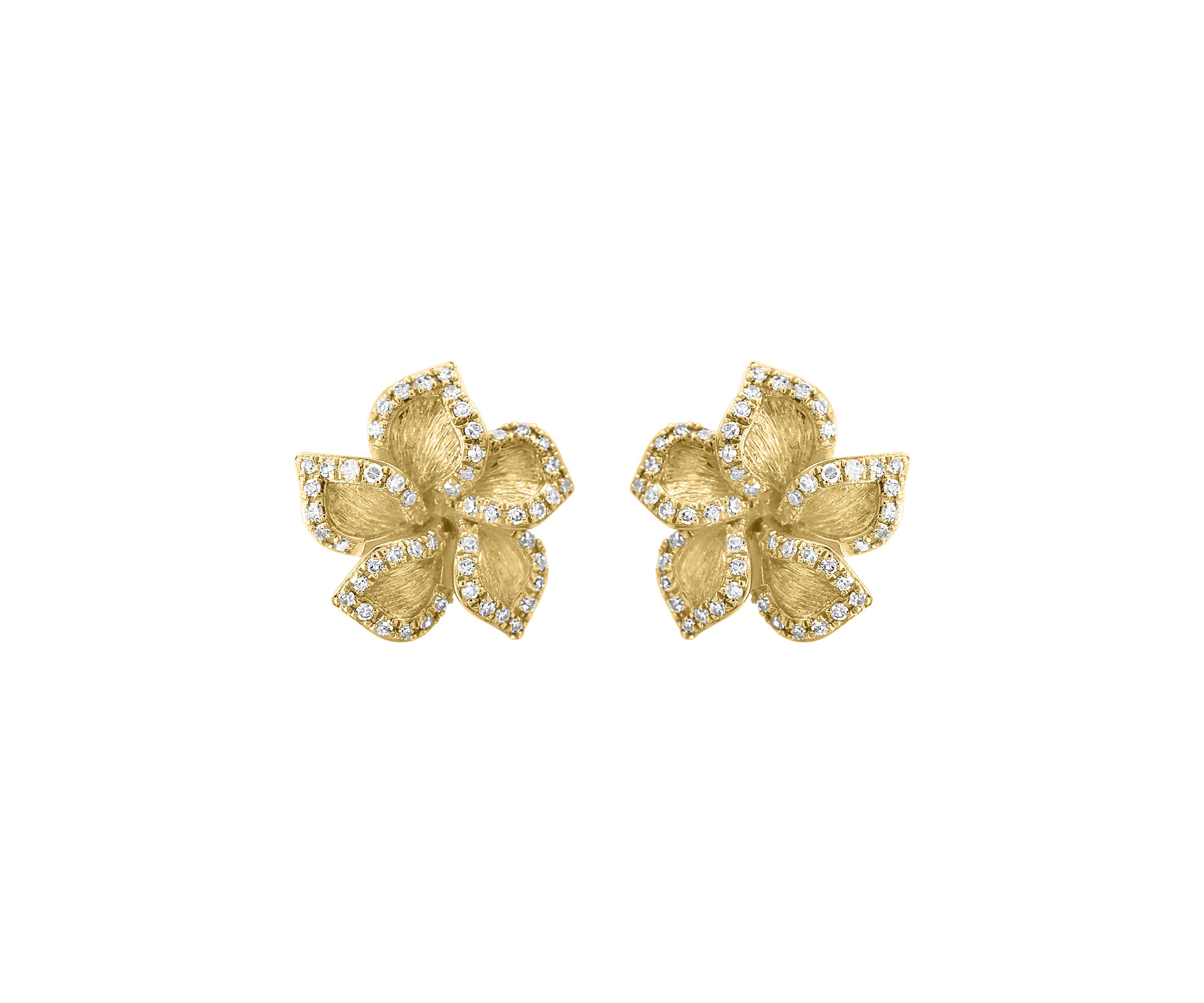 1/3 ct. t.w. Diamond Flower Earrings in 14K Yellow Gold