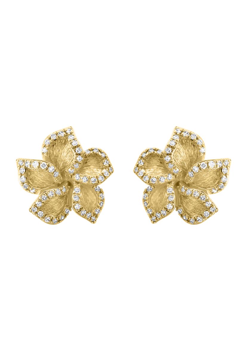 1/3 ct. t.w. Diamond Flower Earrings in 14K Yellow Gold