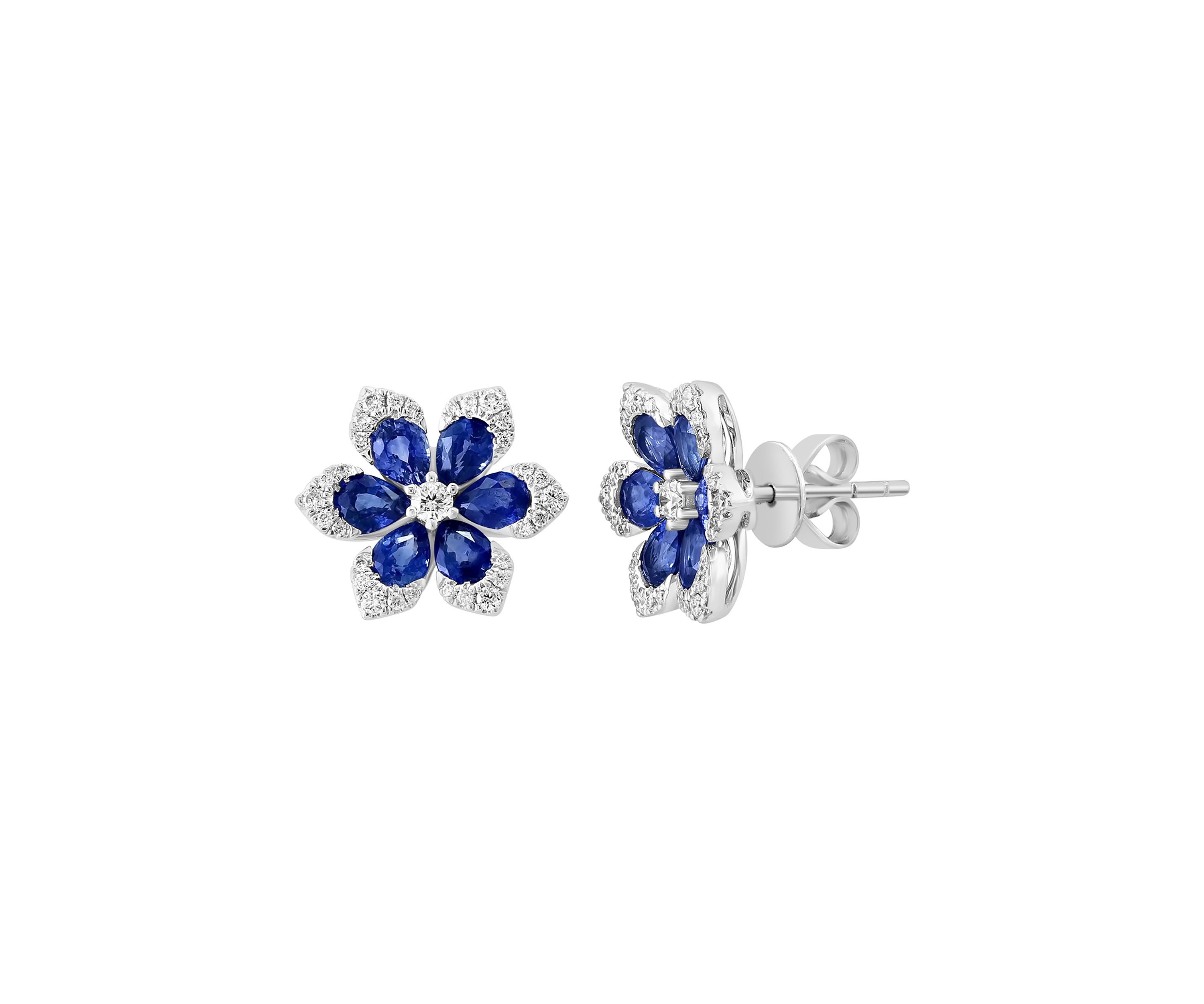 1/4 ct. t.w. Diamond and 2.85 ct. t.w. Sapphire Earrings in 14K White Gold 