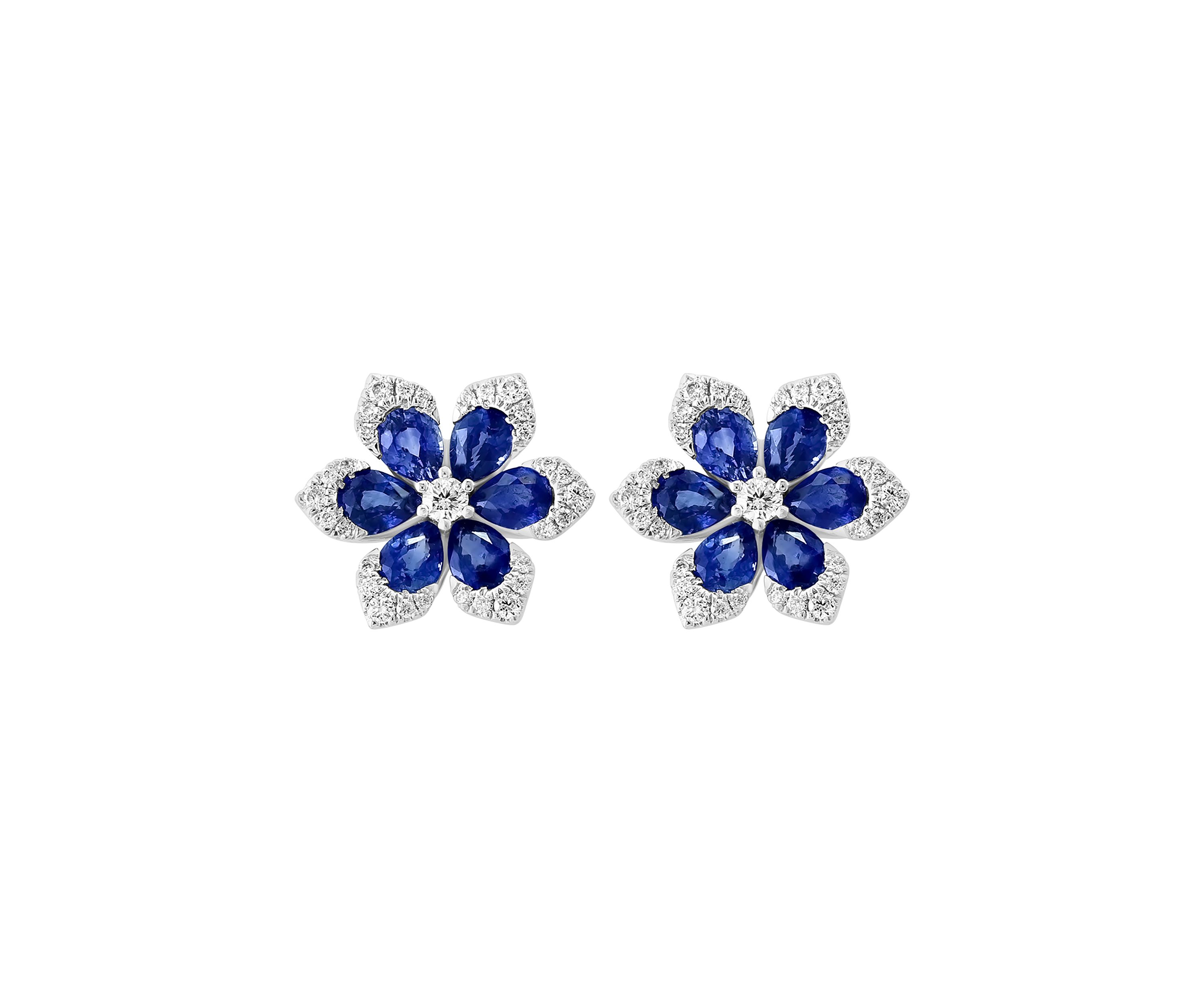 1/4 ct. t.w. Diamond and 2.85 ct. t.w. Sapphire Earrings in 14K White Gold 
