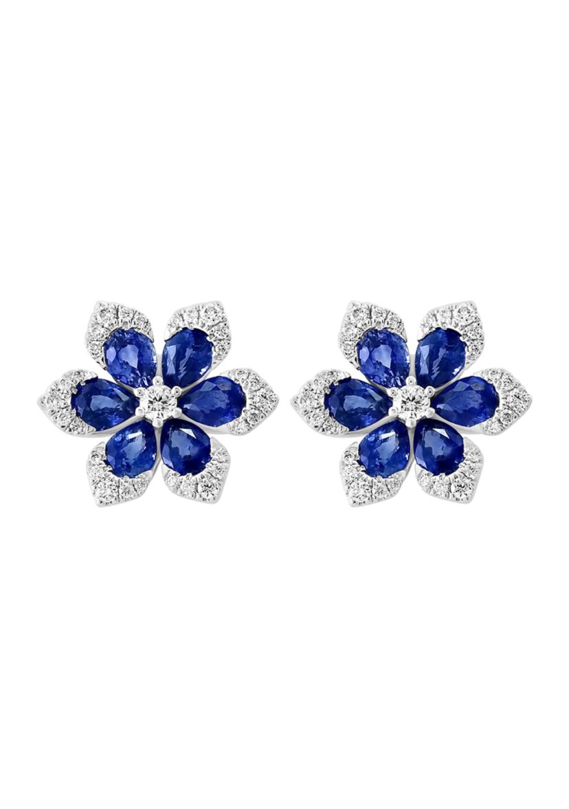 1/4 ct. t.w. Diamond and 2.85 ct. t.w. Sapphire Earrings in 14K White Gold 