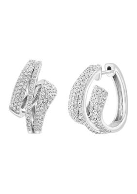 Effy 3/4 Ct. T.w. Diamond Hoop Earrings In 14K White Gold -  0191120869667