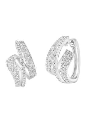 Effy 3/4 ct. t.w. Diamond Hoop Earrings in Sterling Silver -  5400452VZ0HV81DDS