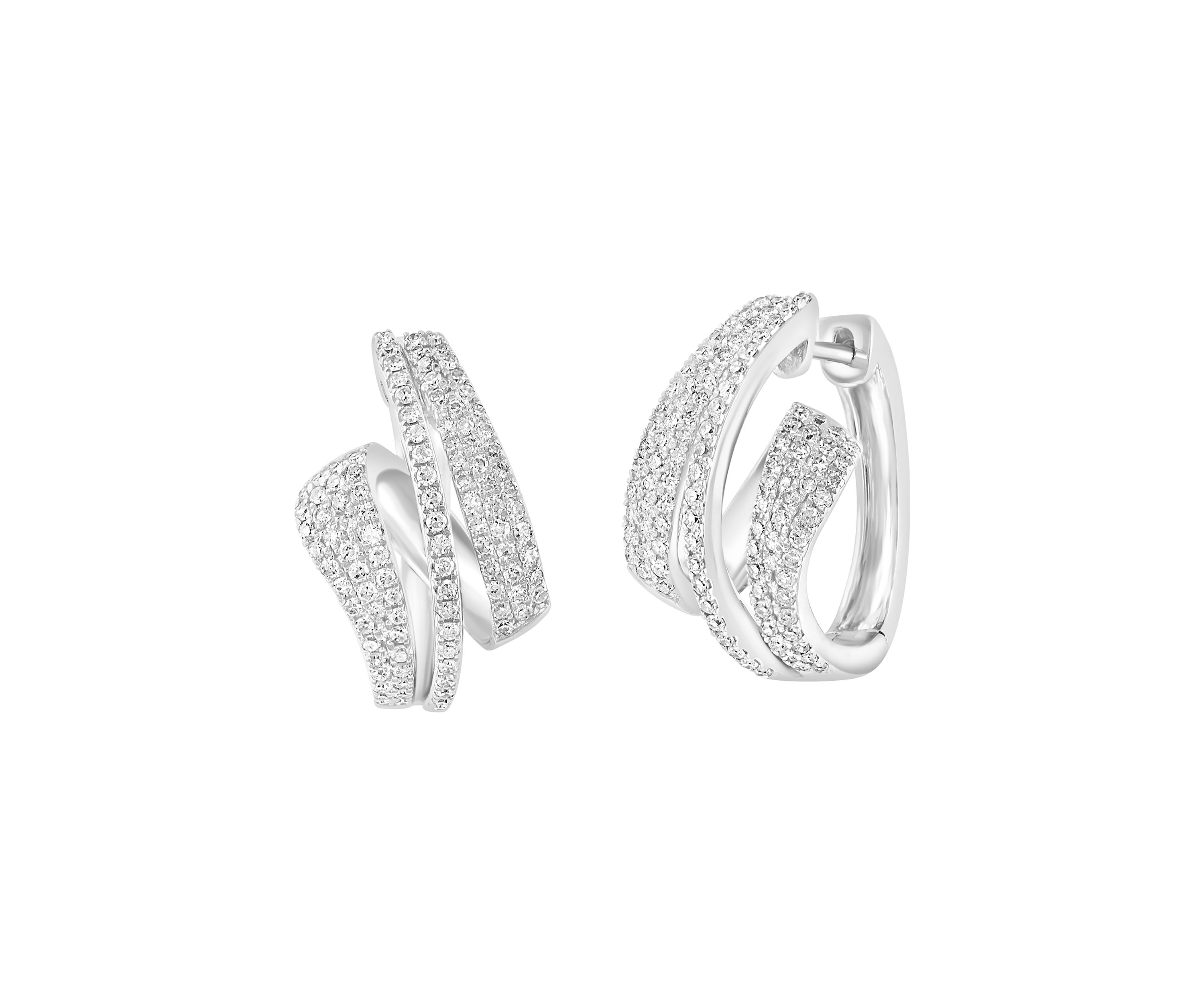 3/4 ct. t.w. Diamond Hoop Earrings in Sterling Silver