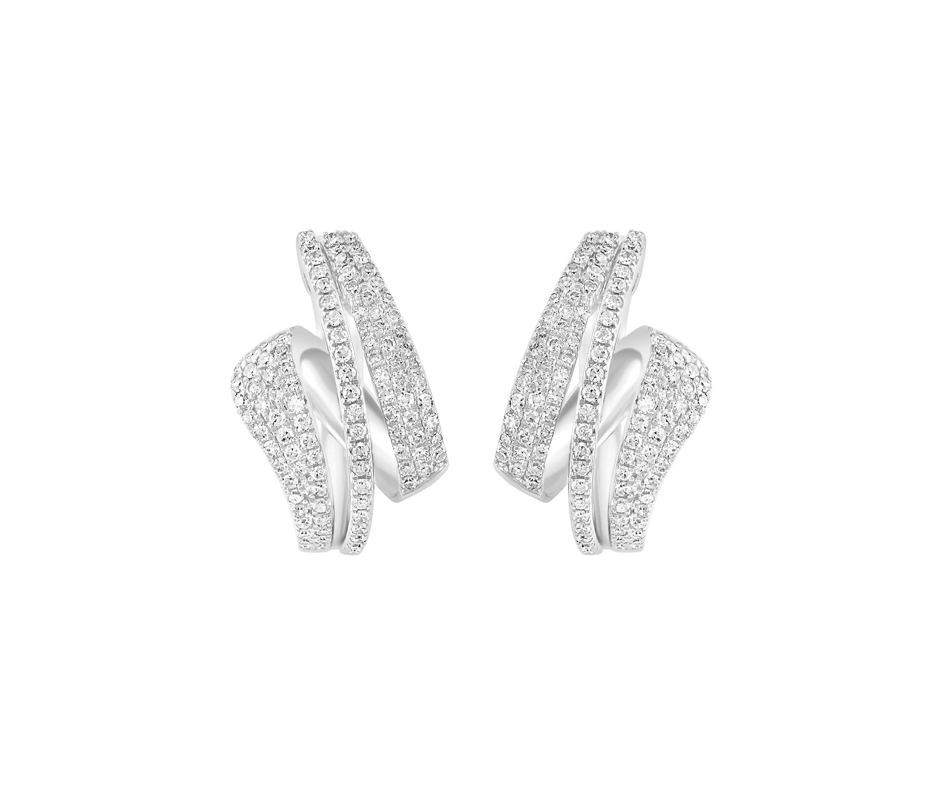 3/4 ct. t.w. Diamond Hoop Earrings in Sterling Silver