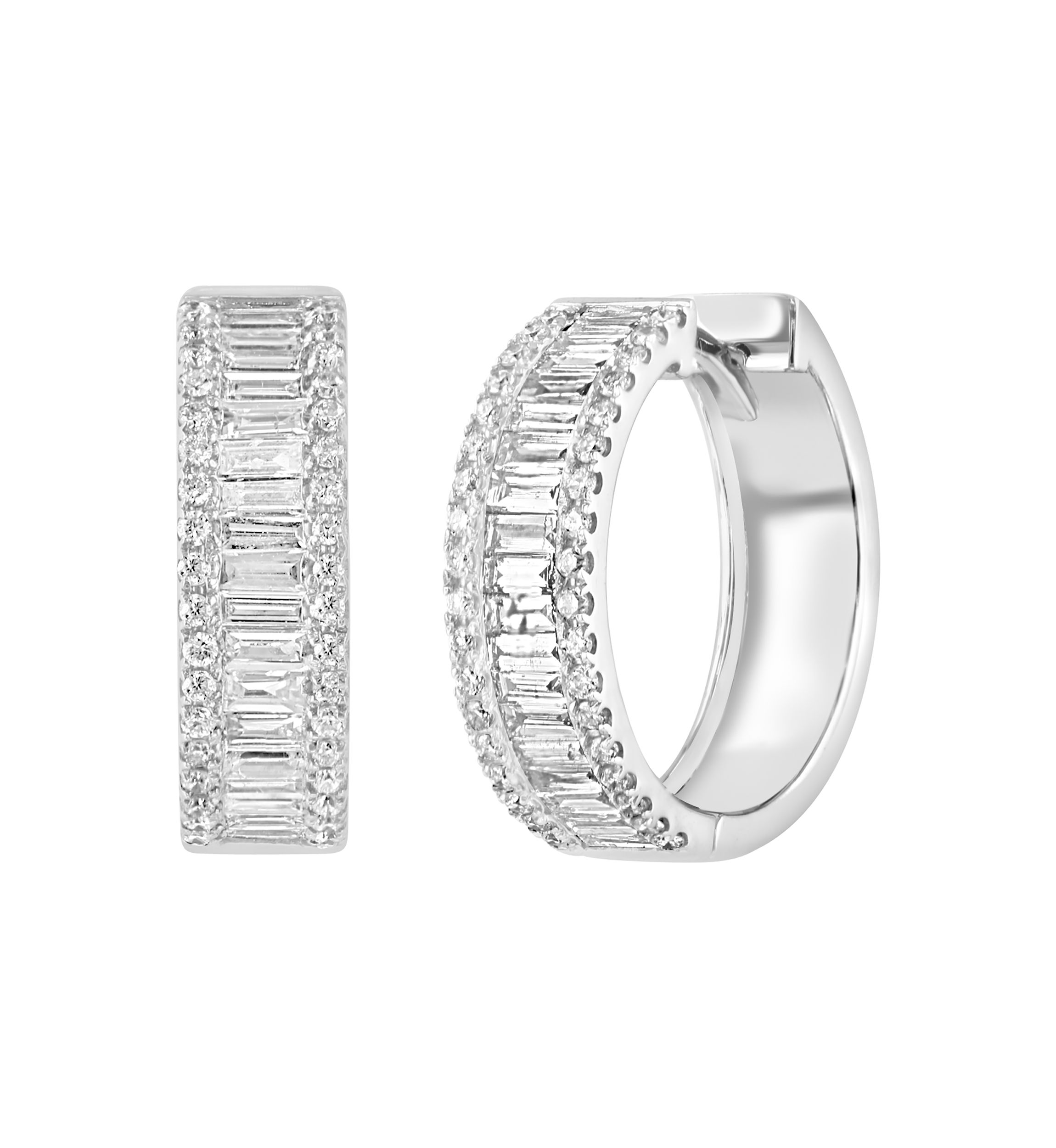3/4 ct. t.w. Diamond Hoop Earrings in 14K White Gold