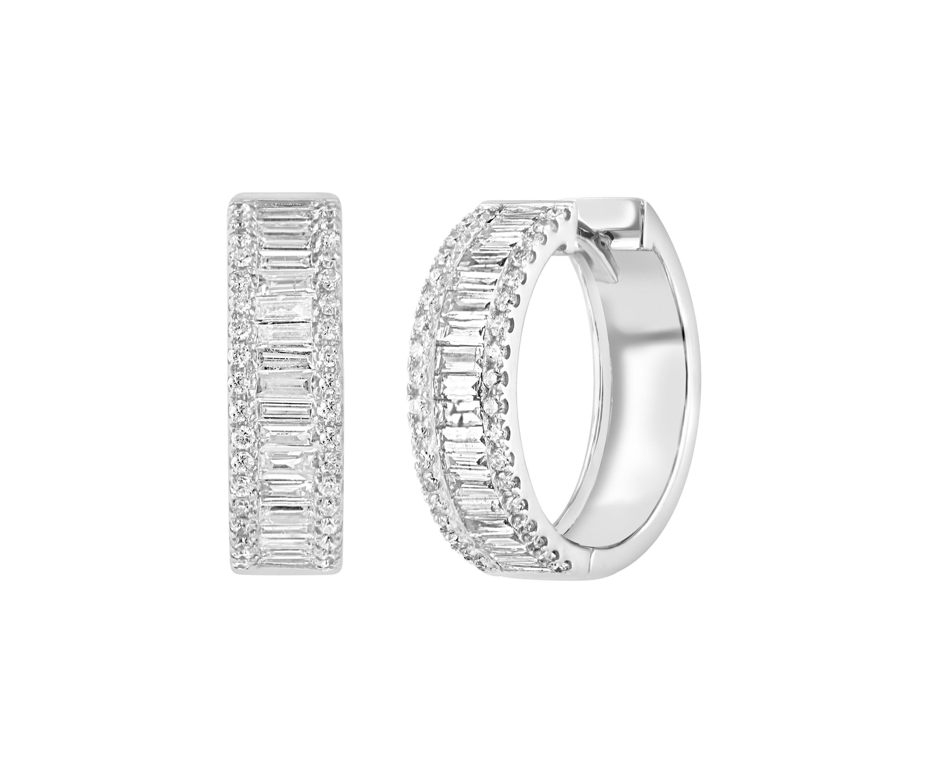3/4 ct. t.w. Diamond Hoop Earrings in 14K White Gold