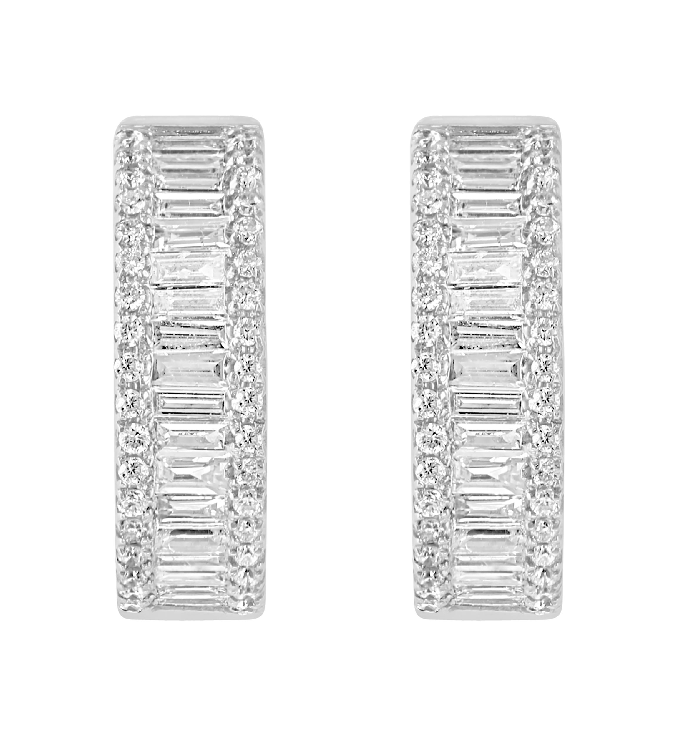 3/4 ct. t.w. Diamond Hoop Earrings in 14K White Gold