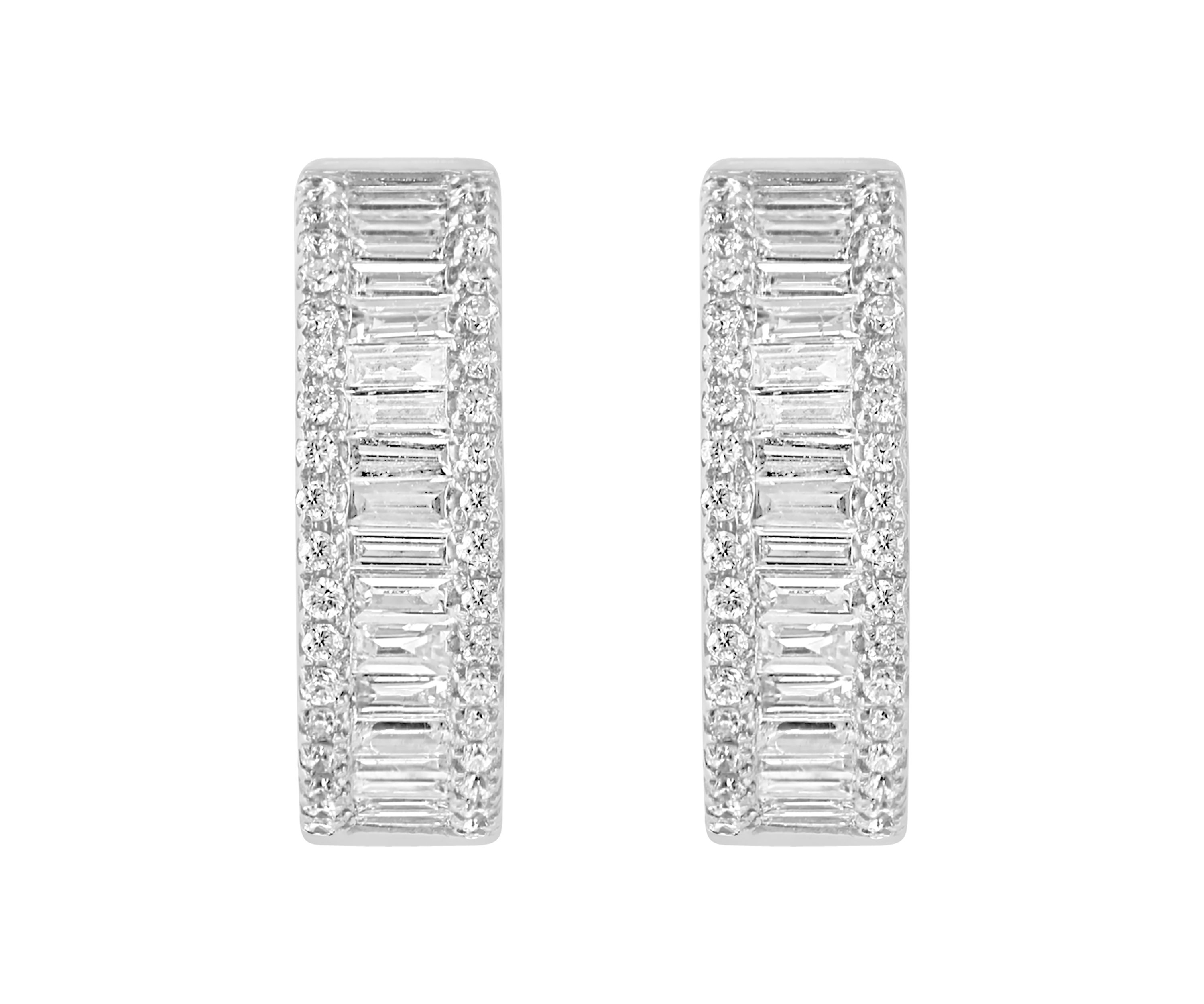 3/4 ct. t.w. Diamond Hoop Earrings in 14K White Gold