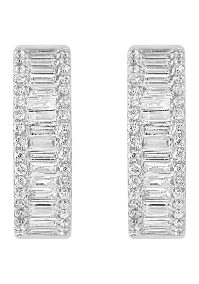 3/4 ct. t.w. Diamond Hoop Earrings in 14K White Gold