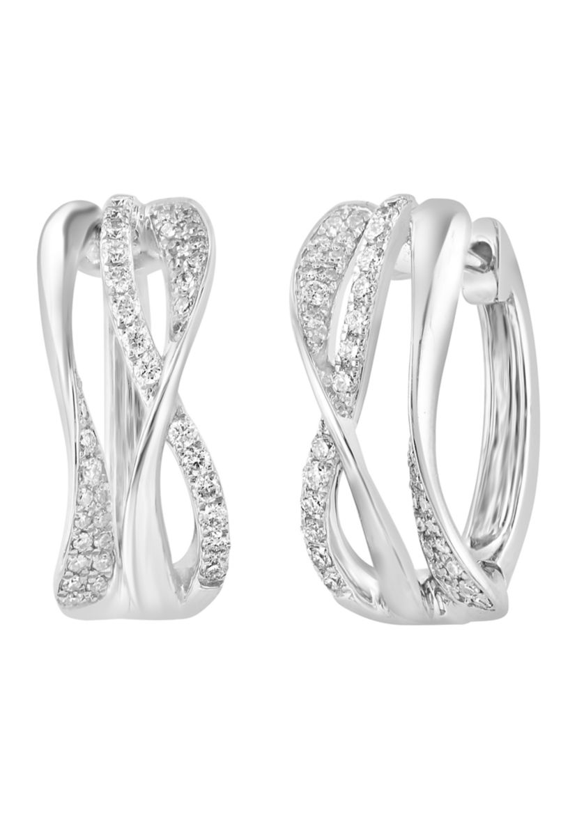 1/3 ct. t.w. Diamond Hoop Earrings in Sterling Silver