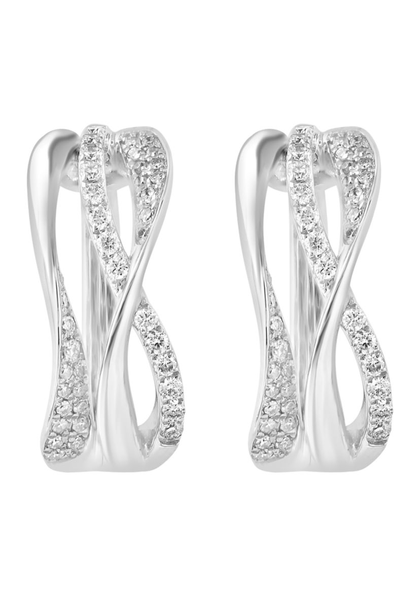 1/3 ct. t.w. Diamond Hoop Earrings in Sterling Silver