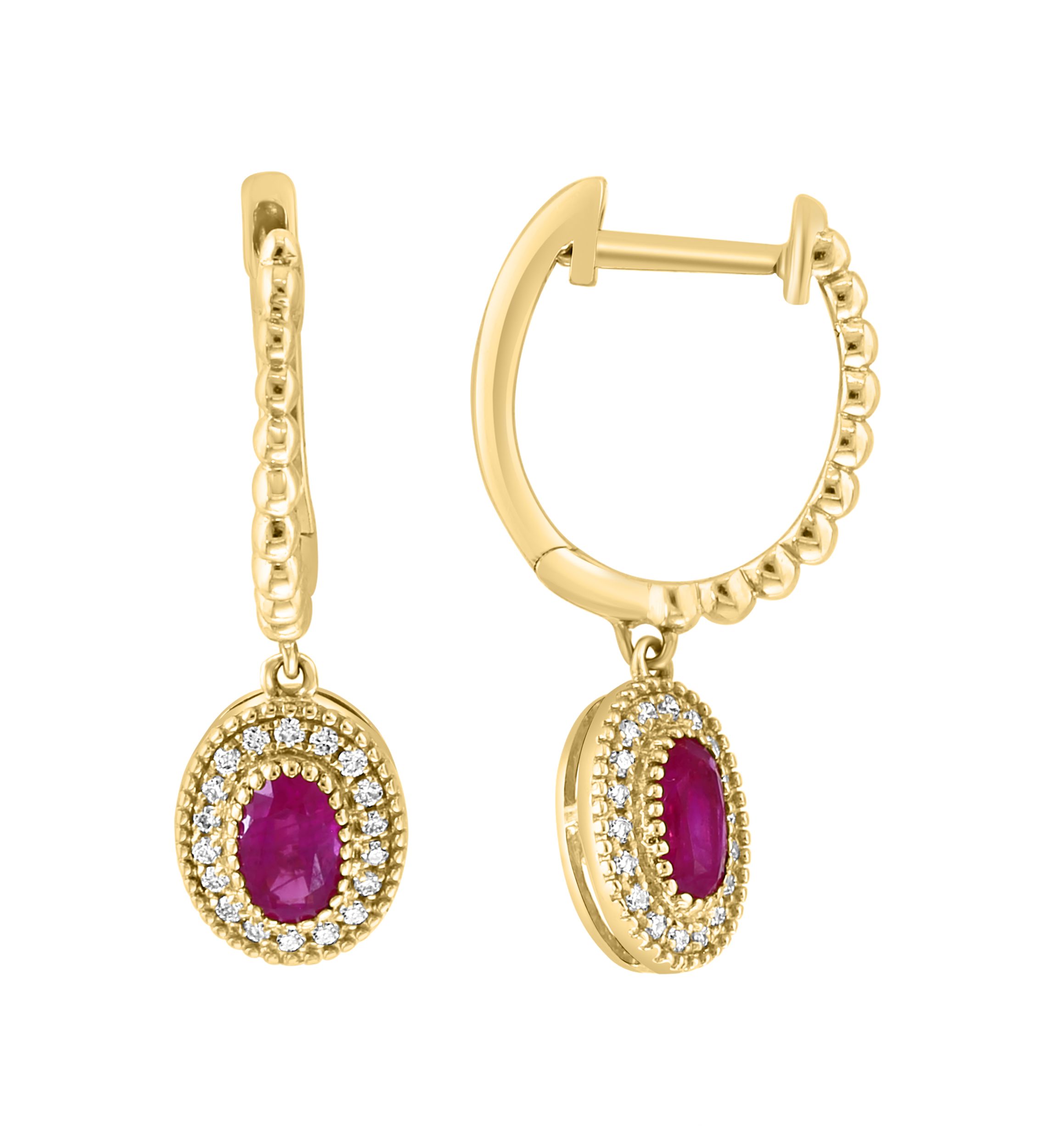 14K Yellow Gold Diamond Ruby Earrings