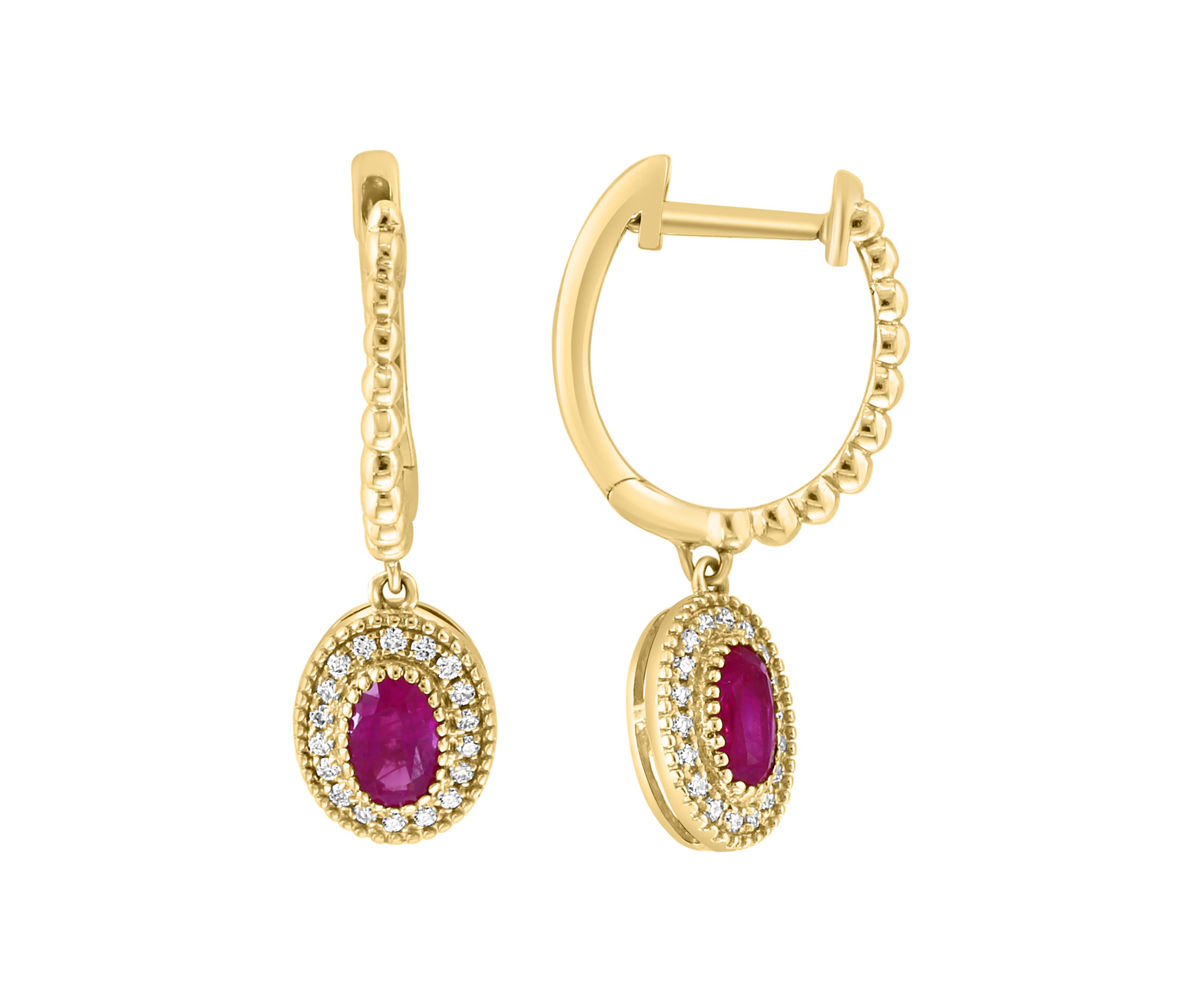  14K Yellow Gold Diamond Ruby Earrings
