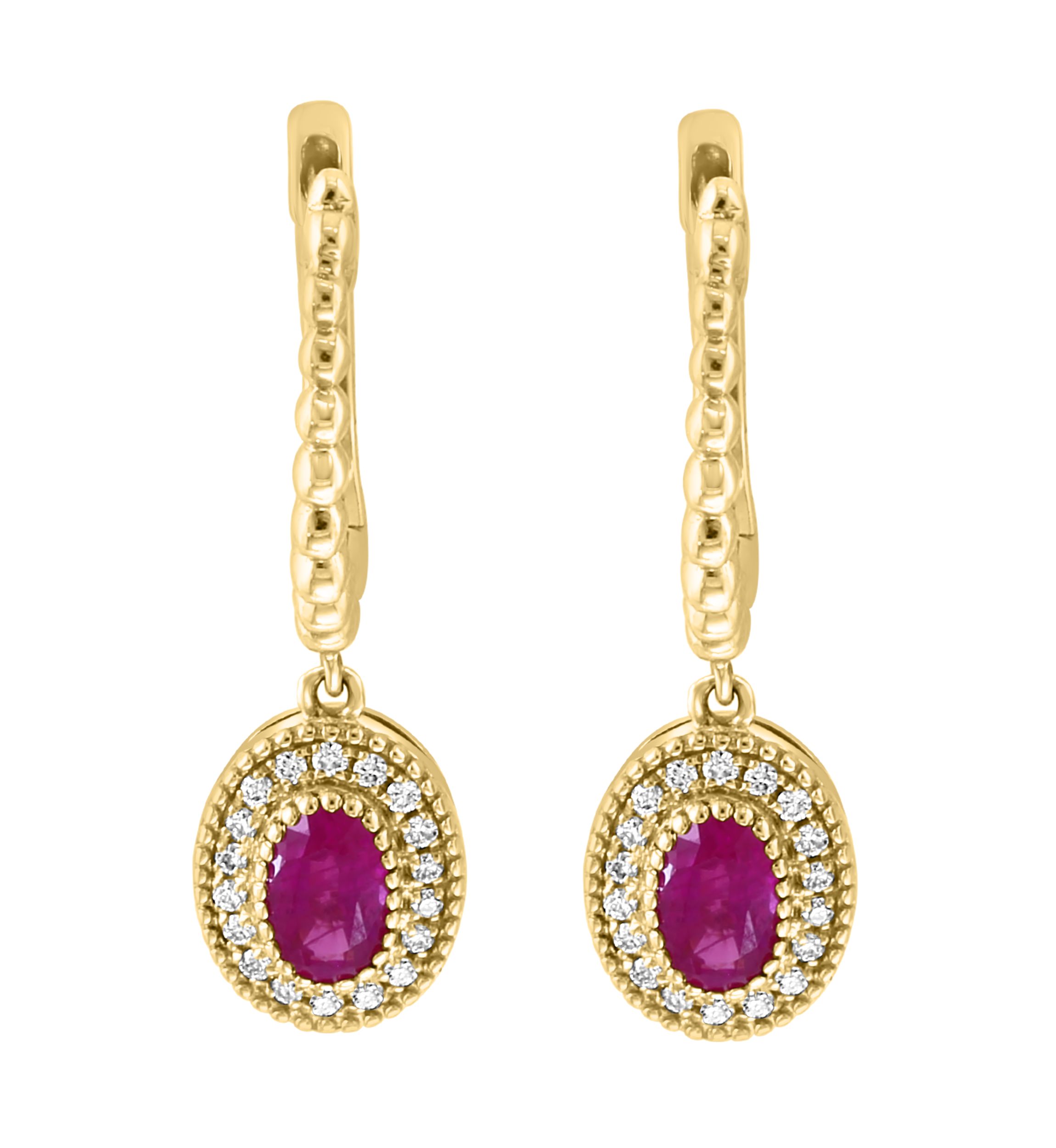  14K Yellow Gold Diamond Ruby Earrings