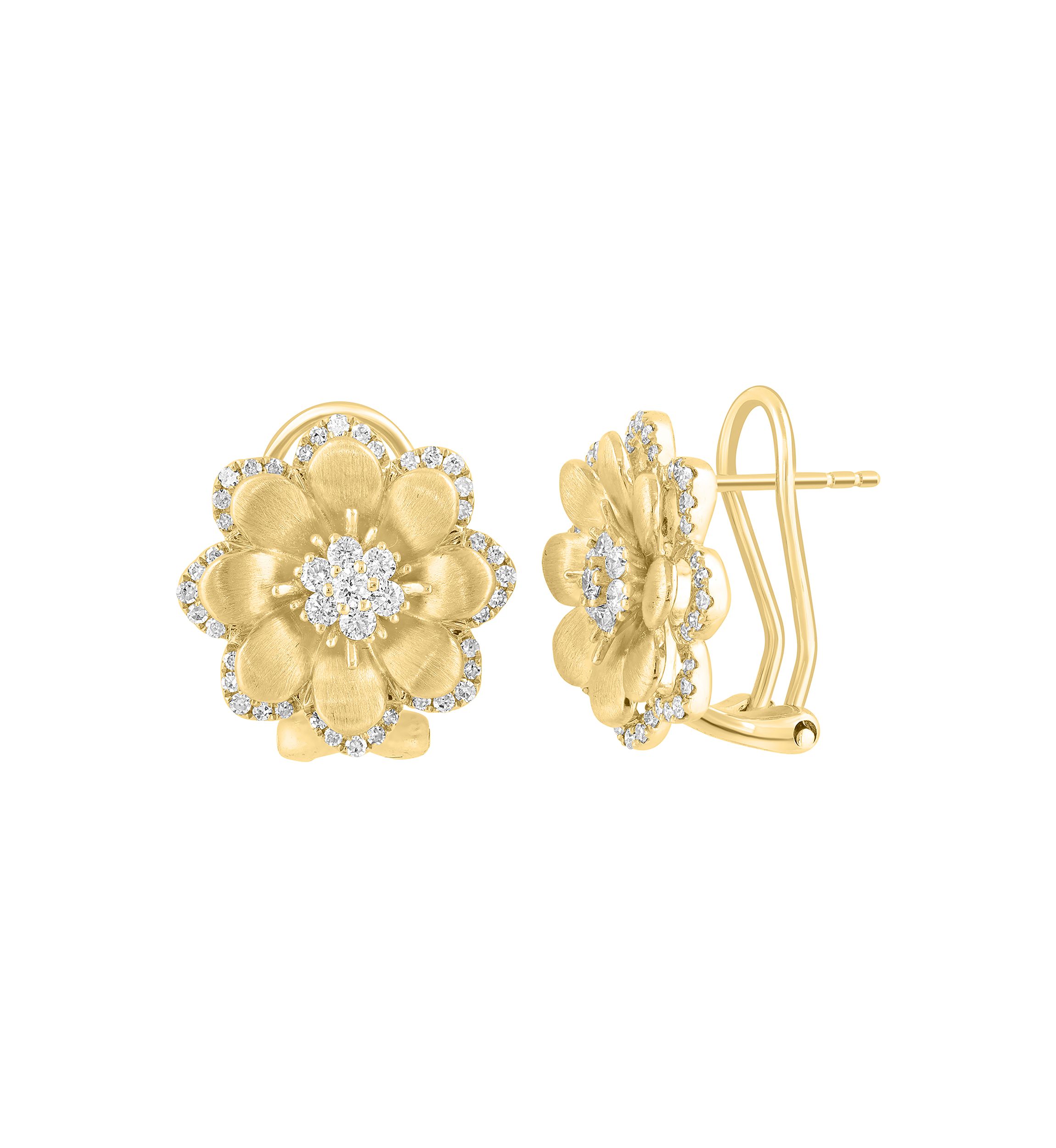 14K Yellow Gold Diamond Earrings