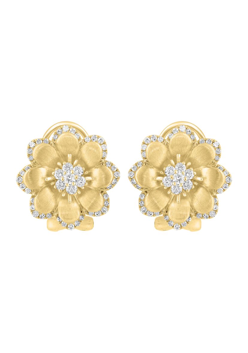 14K Yellow Gold Diamond Earrings