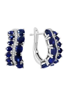 Effy 1/8 ct. t.w. Diamond and 3.67 ct. t.w. Sapphire Earrings in 14K White Gold -  5400452VZ0JT26DS3
