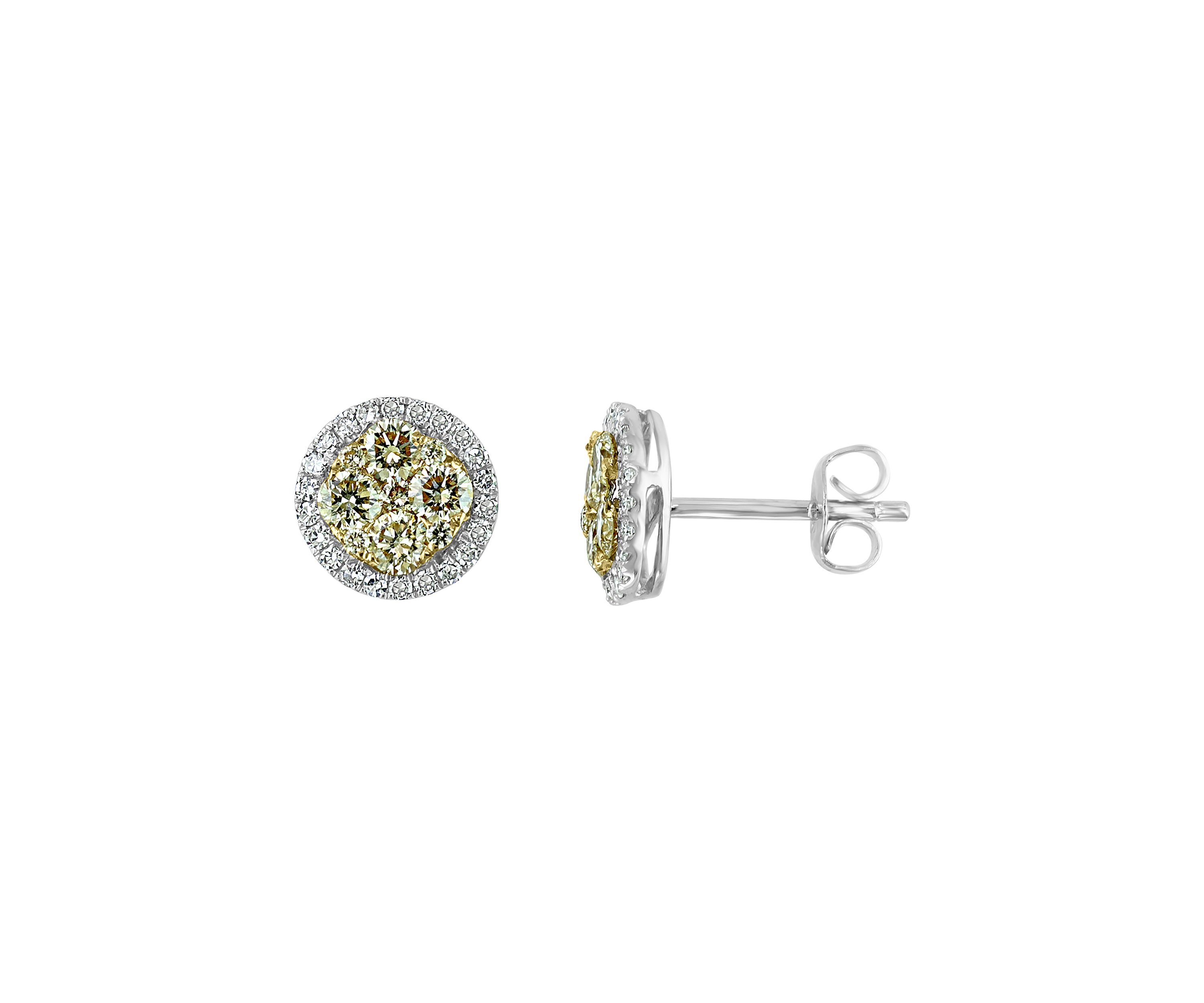 1.08 ct. t.w. Diamond Earrings 14k Two-Tone Metal 