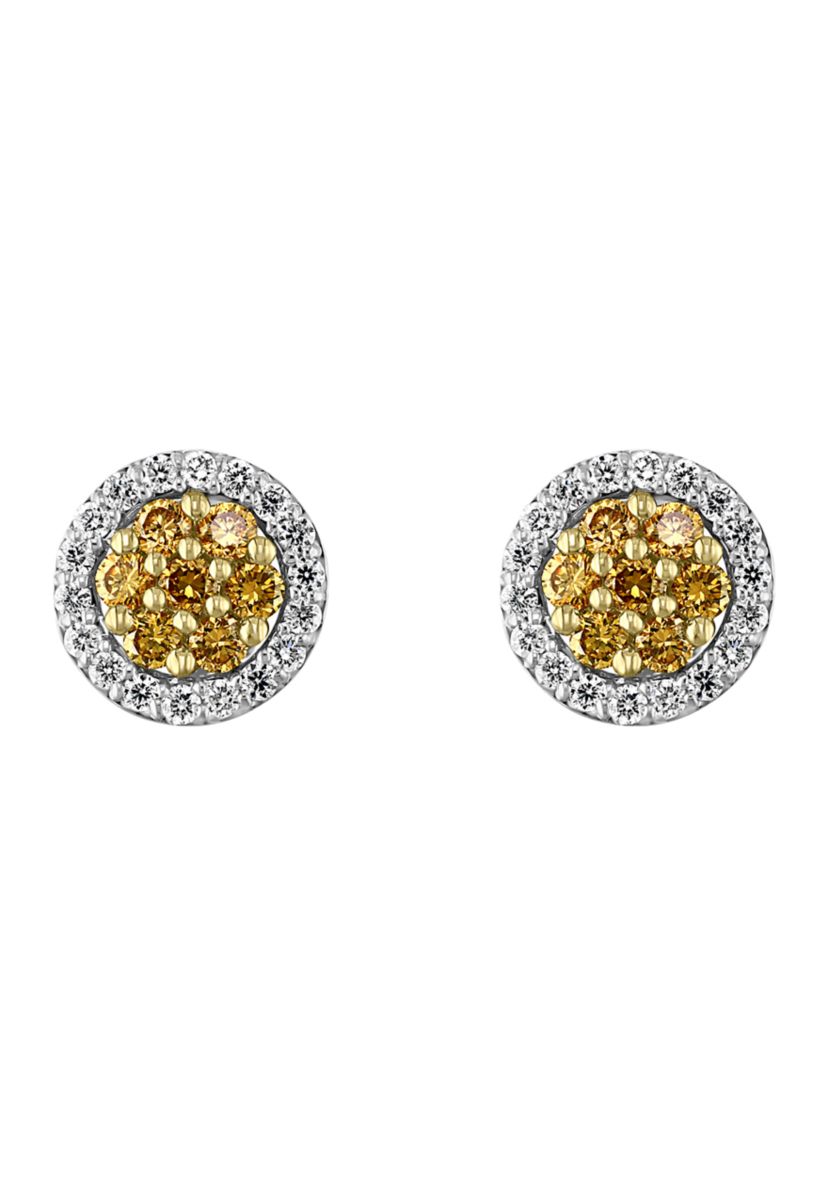 1.08 ct. t.w. Diamond Earrings 14k Two-Tone Metal 