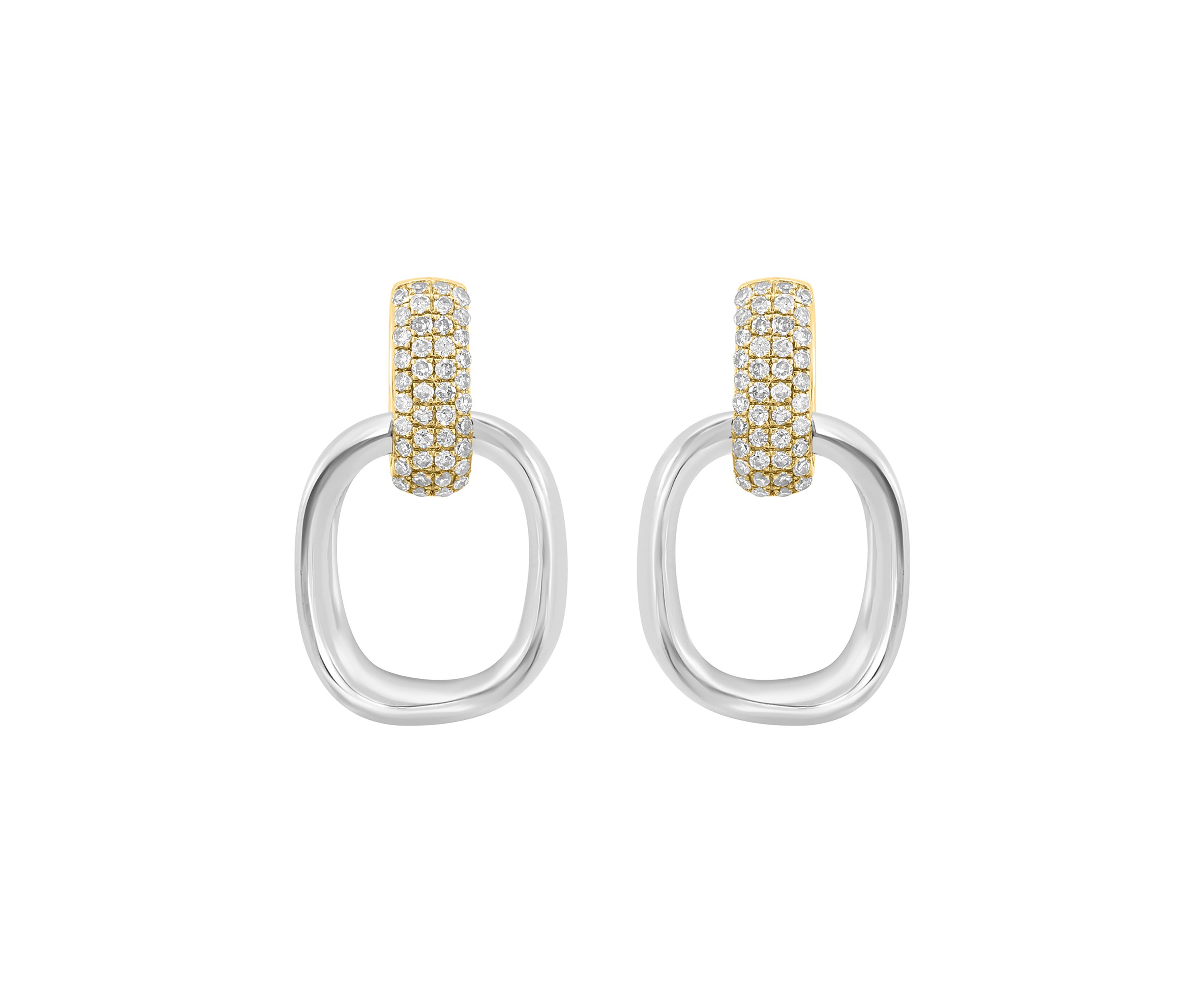 Silver 14K Yellow Gold Plated Diamond Earrings 