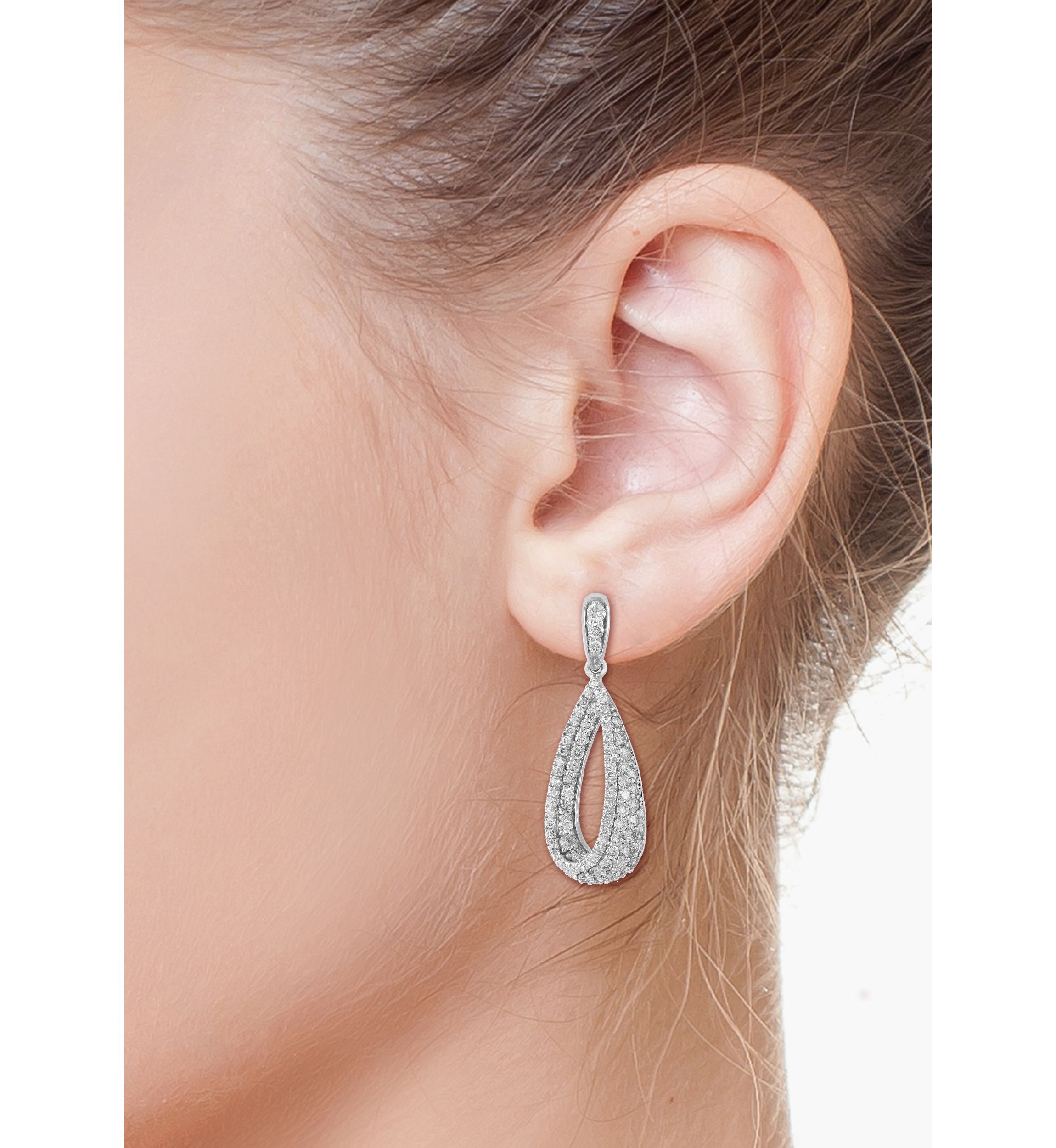 1.25 ct. t.w. Diamond Pear Earrings in 14K White Gold