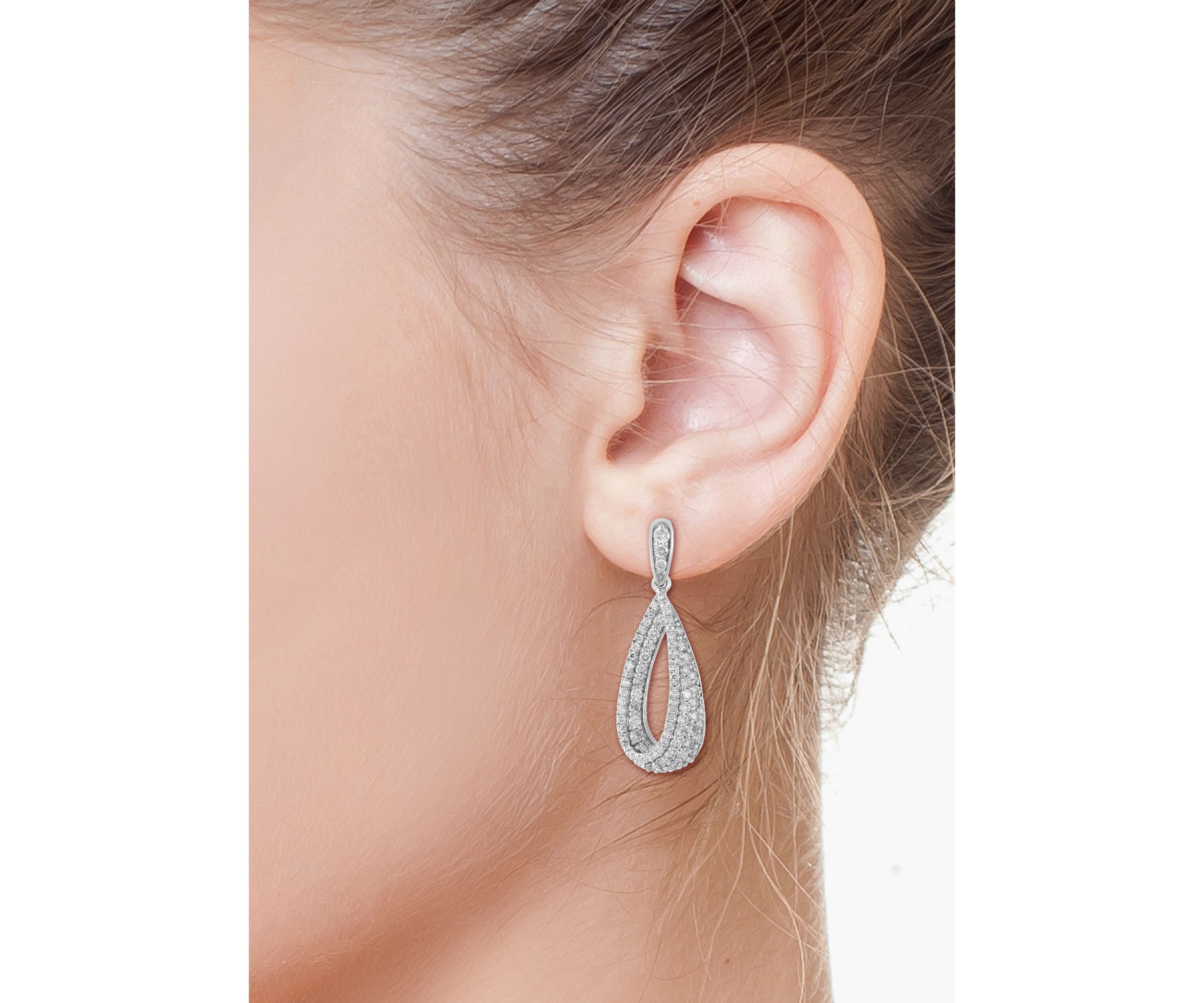 1.25 ct. t.w. Diamond Pear Earrings in 14K White Gold