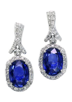 Effy 1/4 Ct. T.w. Diamond And 1.9 Ct. T.w. Sapphire Earrings In 14K White Gold -  0607649515218