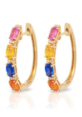 Effy 2.51 Ct. T.w. Multi-Color Sapphire Earrings In 14K Yellow Gold -  0607649564827